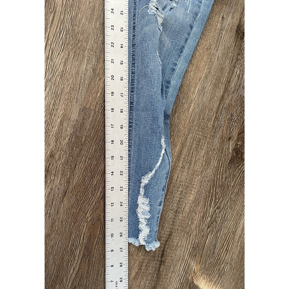 7 Seven For All Mankind High Waist Ankle Skinny Jeans Size 7 Raw Hem Distressed - Picture 7 of 7